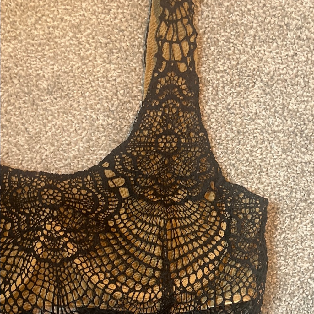 Urban Outfitters Black Lace Bralette over Tan Lining - Picture 8 of 9